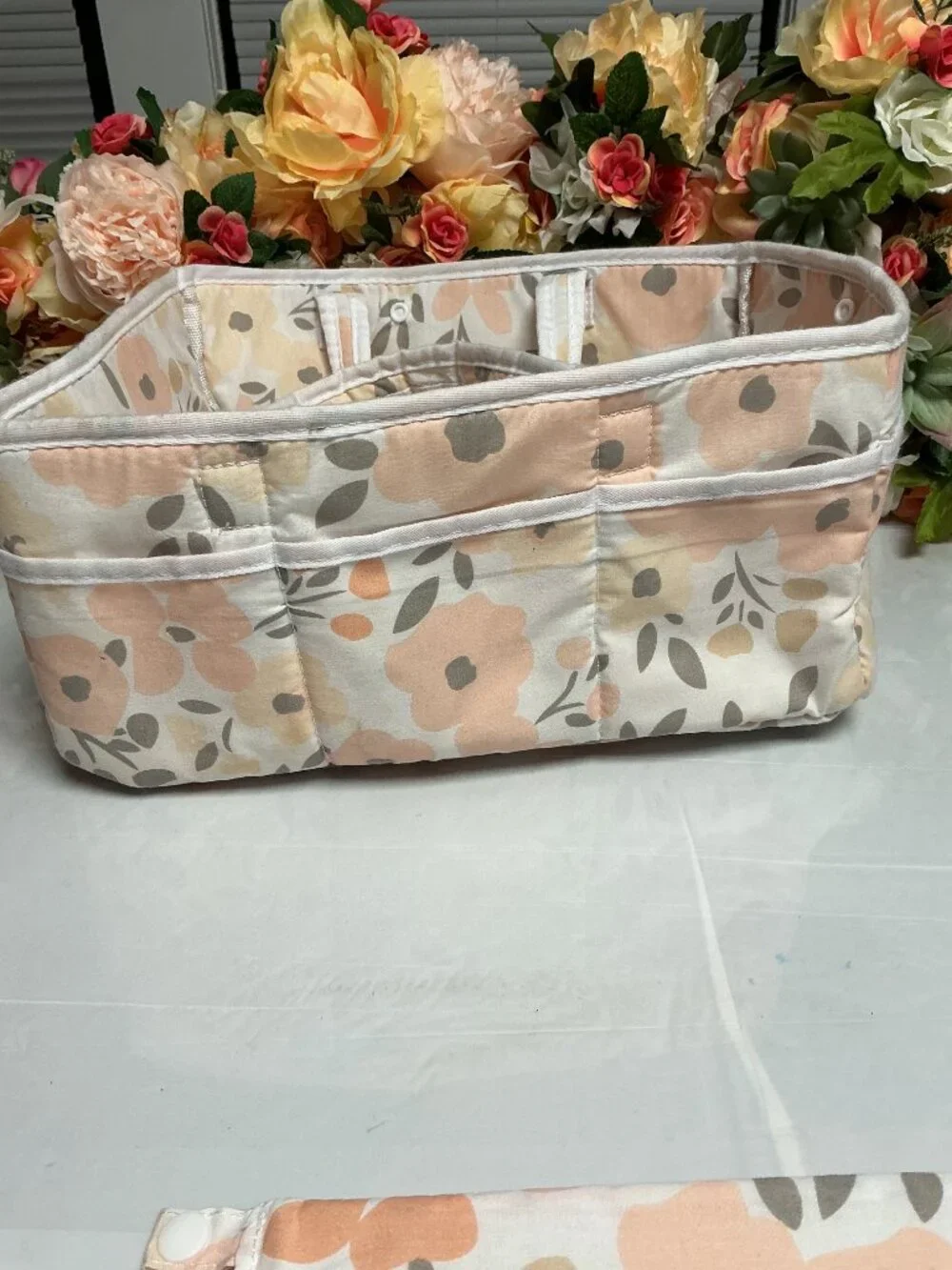 Trend Lab Floral Diaper Caddy Nursery Organizer Removable Dividers